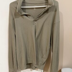 Gilly Hicks Olive Waffle Knit Top